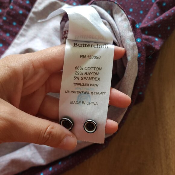 Buttercloth Icy Cotton Purple Blue Geometric Print Long Sheeve Shirt Sx XXL - Picture 6 of 7